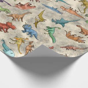 Papier Cadeau Dinosaures et Animaux Préhistoriques