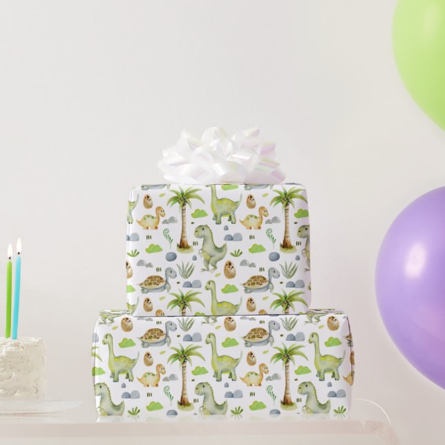 Papier Cadeau Dinosaures et tortues (Cadeaux de fête)