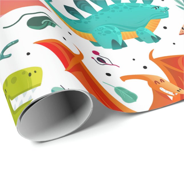 Papier Cadeau Dinosaures pour enfants (Coin rond)