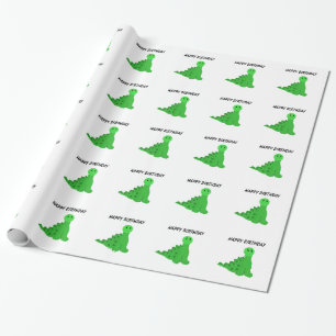 Papier Cadeau Dinosaures vert thème d'anniversaire