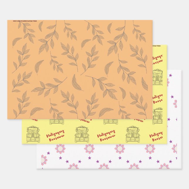 Papier cadeau d'inspiration philippine série de 3 (Lot)