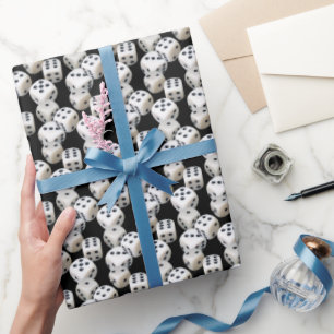 Papier Cadeau Dinus blanc sur noir