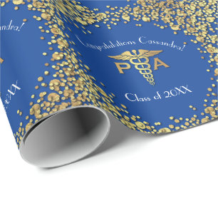Papier Cadeau Diplôme d'Assistant de Médecin AM Bleu Or