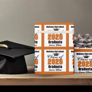 Papier Cadeau Diplômé de la promotion orange personnalisée 2026