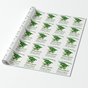 Papier Cadeau Diplôme d'or vert classique personnalisé