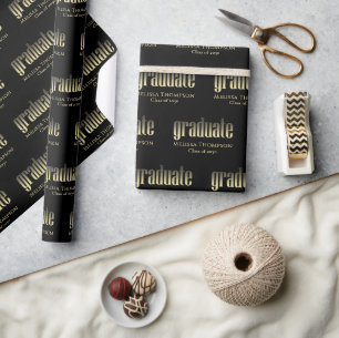 Papier Cadeau Diplômé Gold Moderne Graduation sur mesure