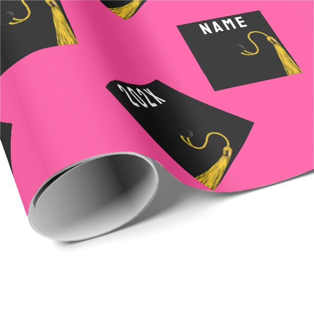 Papier Cadeau Diplôme rose chaud 2024 Cadeau (Coin rond)