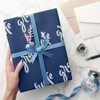 Papier Cadeau Diplômé Simple  Bleu Et Blanc  Fête de remise des 