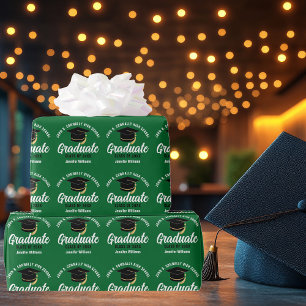 Papier Cadeau Diplômé Vert Personnalisable pour la Remise des Di