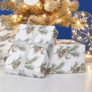 Papier Cadeau Direction des cônes de pin de Noël