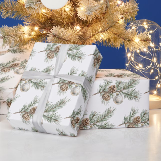 Papier Cadeau Direction des cônes de pin de Noël (Vacances)