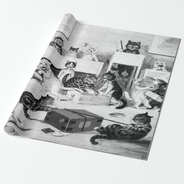 Papier Cadeau Discipline de la classe de chats, Louis Wain (Déroulé)