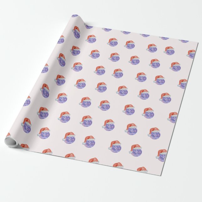 Papier Cadeau Disco Ball Santa Hat Noël Papier d'enveloppement c (Déroulé)