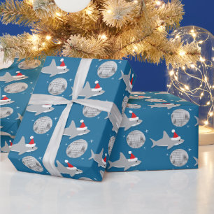 Papier Cadeau Disco Ball Shark Père Noël Ha Christmas Enveloppem