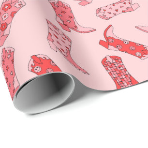 Papier Cadeau Disco Cowgirl Retro Pink & Red Wrapper Paper Roll