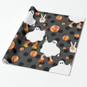 Papier Cadeau disco halloween africaine fantôme orange