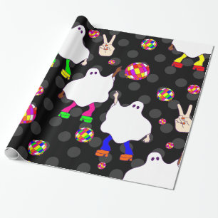 Papier Cadeau disco halloween afro-fantôme noir