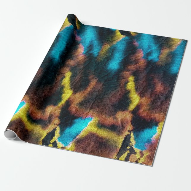 Papier Cadeau Disco Ikat Motif. Arrière - plan d'art sale coloré (Déroulé)