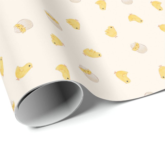 Papier Cadeau Ditsy Chicks (Old Lace) - Joli Motif d'oiseaux (Coin rond)