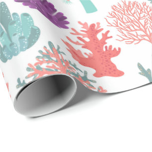 Papier Cadeau Divers coraux plantes de mer profonde motif