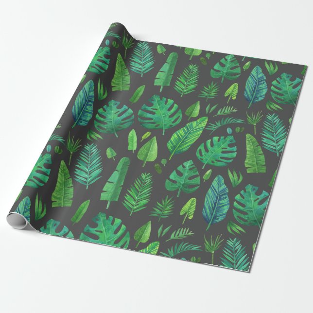 Papier Cadeau Divers feuilles tropicaux (Déroulé)