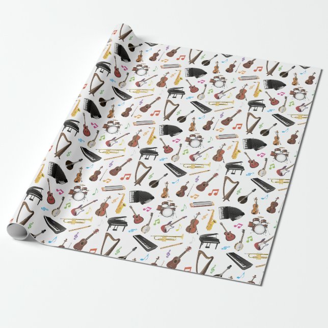Papier Cadeau Divers instruments de musique (Déroulé)