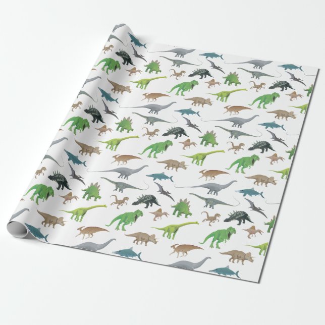 Papier Cadeau Divers Motifs de dinosaures (Déroulé)