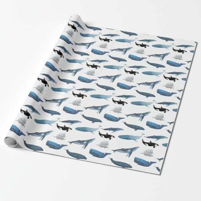 Papier Cadeau Diverses baleines (Déroulé)