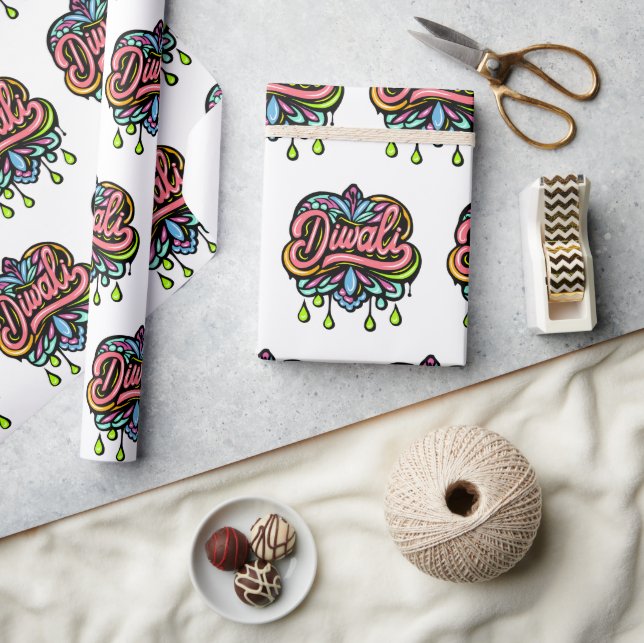Papier Cadeau Diwali Colorful Hearts (Artisanat)