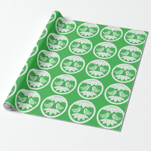 Papier Cadeau Dix feuilles de bambou & moineaux face aux Sticker