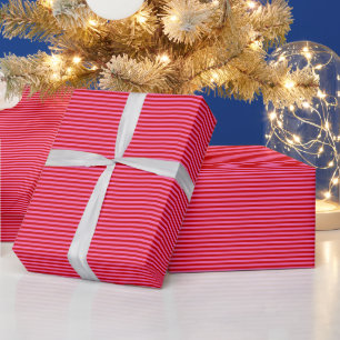 Papier Cadeau DIY Couleur Petite Rayure Préparatoire Rose Chaud