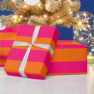 Papier Cadeau DIY Couleur XL Préparation Rayure Orange framboise