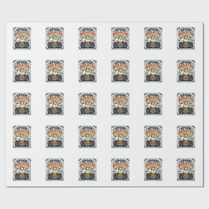 Papier Cadeau DJ Ghost Spooky Beats Gravure Vintage Halloween 