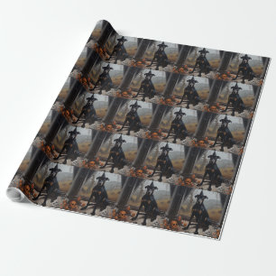 Papier Cadeau Doberman Citrouille Halloween effroi