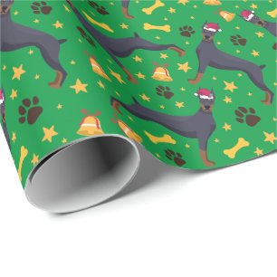 Papier Cadeau Doberman Pinscher Chien avec le chapeau du Père No