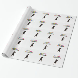 Papier Cadeau Doberman Pinscher souhaite Bonne Année 2016