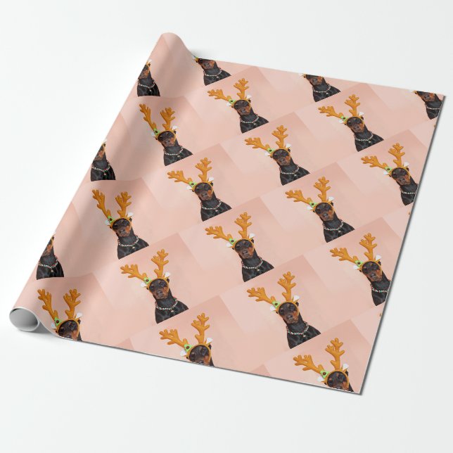 Papier Cadeau Doberman with Horns of a Deer (Déroulé)