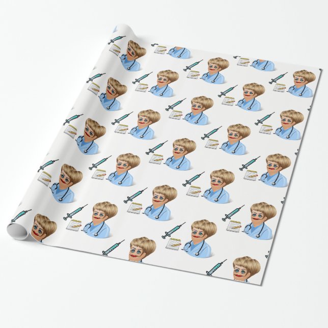 Papier Cadeau Docteur en papier d'emballage (Déroulé)
