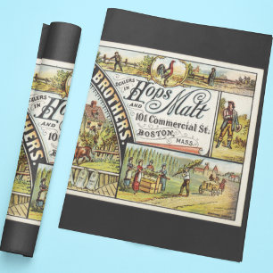 Papier Cadeau Dole Brothers Ad Hops et Malt Ephemeral