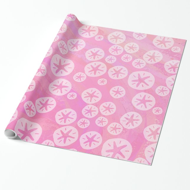 Papier Cadeau Dollar de sable blanc et rose (Déroulé)