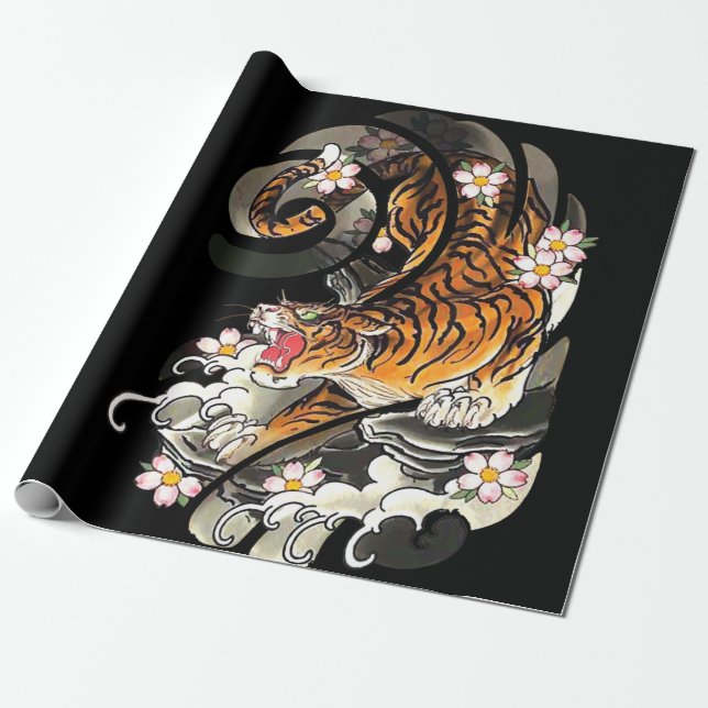 Papier Cadeau Don Tiger| Tiger Tattoo Cool brave (Déroulé)