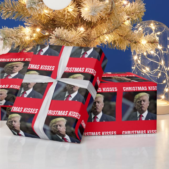 PAPIER CADEAU DONALD TRUMP CHRISTMAS KISSES KISS WRAPPER PAPIER (Vacances)