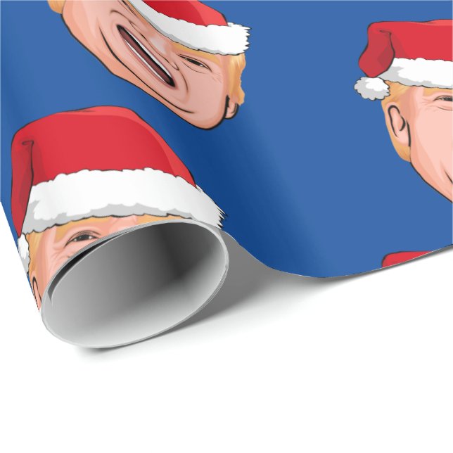 Papier Cadeau Donald Trump en colère Noël (Coin rond)