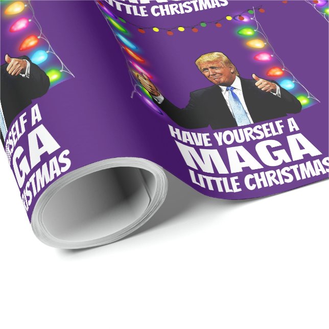 Papier Cadeau DONALD TRUMP MAGA PETIT LITTLE Christmas WRAPPER P (Coin rond)