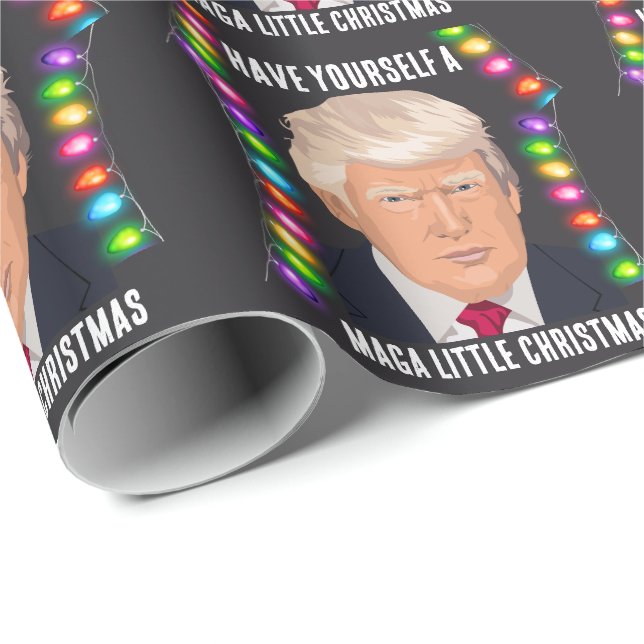 Papier Cadeau DONALD TRUMP MAGA PETIT papier d'emballage de Noël (Coin rond)