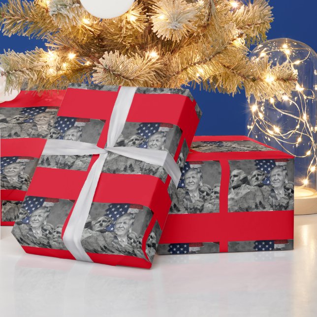 PAPIER CADEAU DONALD TRUMP MT.RUSHMORE CHRISTMAS LIVRE (Vacances)