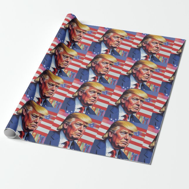 Papier Cadeau Donald Trump Pop Art (Déroulé)