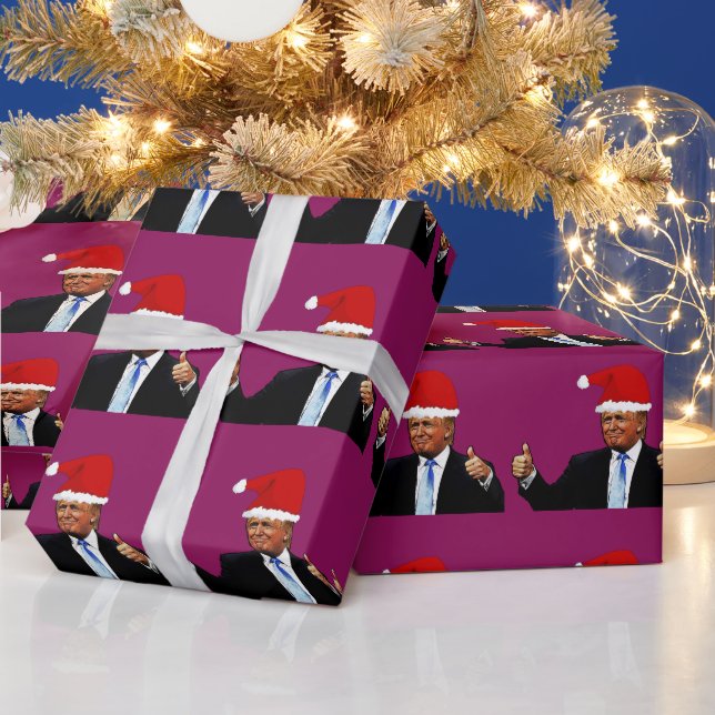 PAPIER CADEAU DONALD TRUMP PORTANT SANTA HAT WRAPPER PAPIER (Vacances)