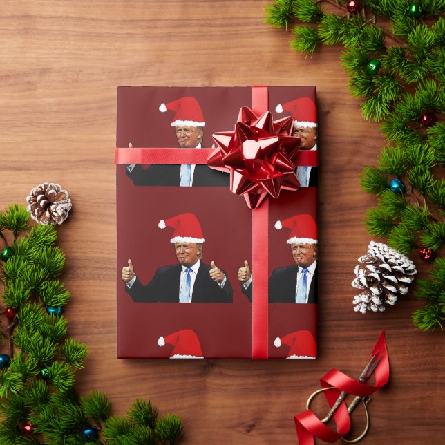 PAPIER CADEAU DONALD TRUMP PORTANT SANTA HAT WRAPPER PAPIER (Cadeau de vacances)
