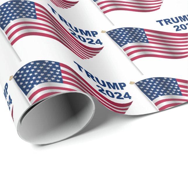 Papier Cadeau Donald Trump Président 2024 (Coin rond)